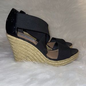 Steve Madden black strappy wedge sandals